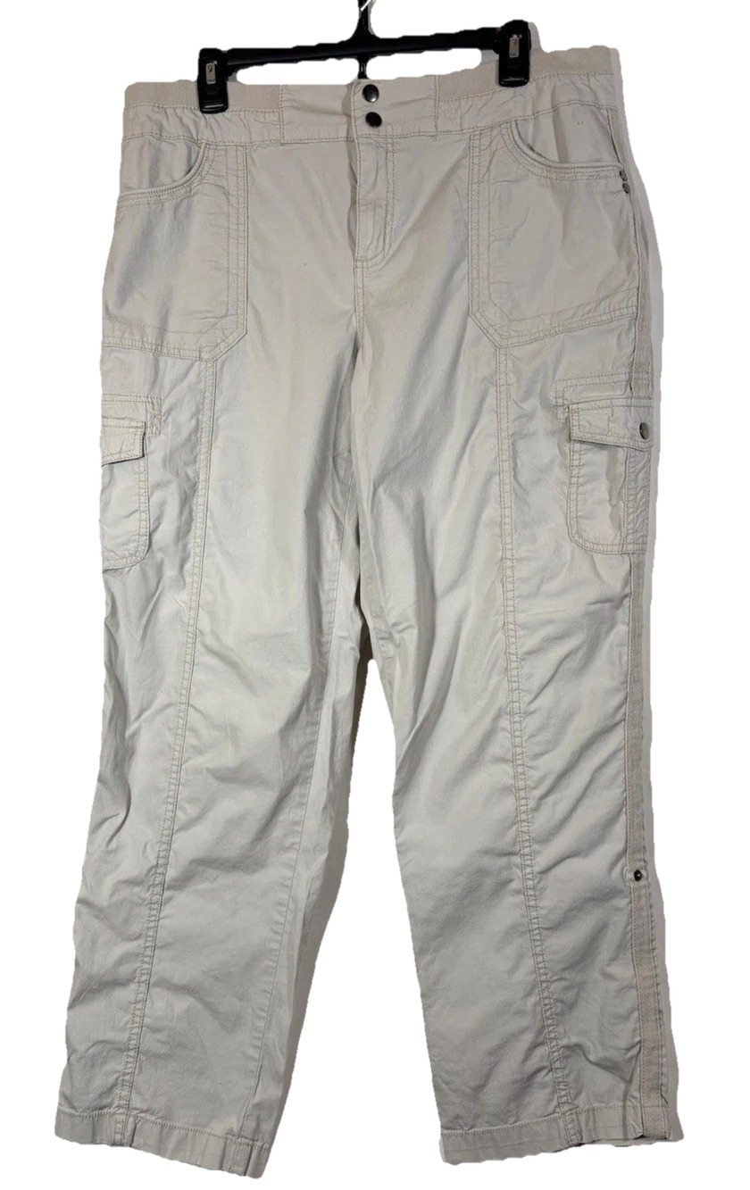 Style & Co Cargo Pants Adjustable Length Stone Women Plus 14 Pockets Gorpcore